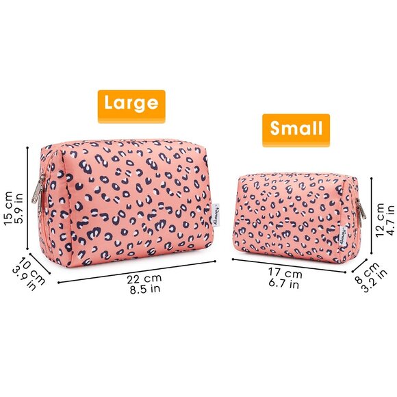 Women Pink Large Makeup Bag Zipper Pouch Travel Cosmetic Organizer - Picture 5 of 6